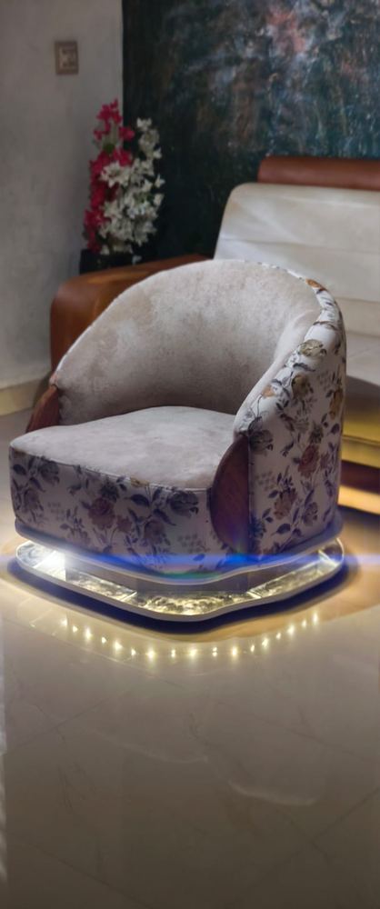 Floral wingback chair with LED base
