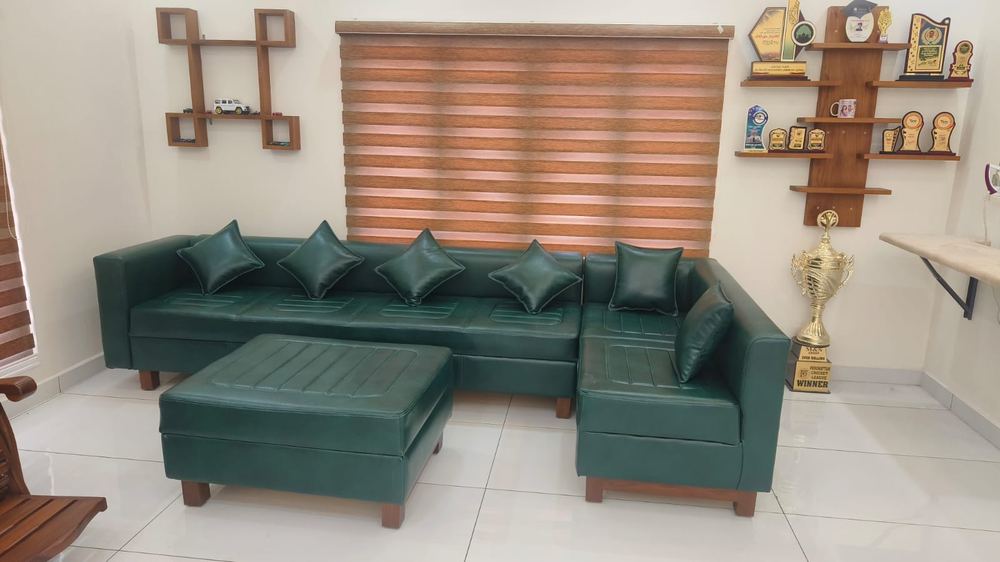 Green leather corner sectional