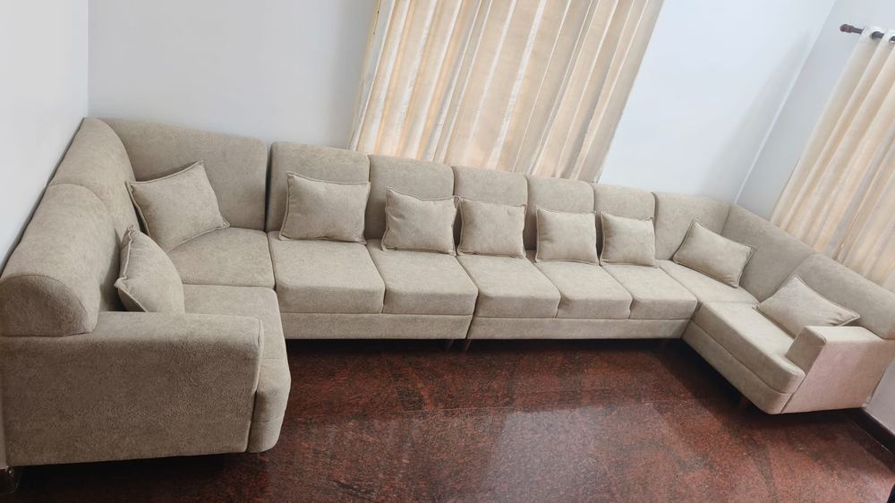 Beige full-cover corner sectional